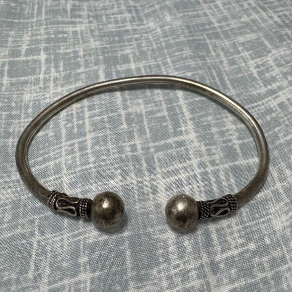 Vintage Bali Ball Sterling Silver Cuff Bracelet 8” - Picture 1 of 3